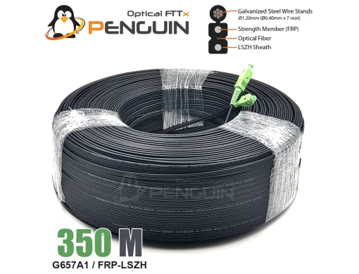 สายไฟเบอร์ออฟติก 1 คอร์ (core) เข้าหัว sc/apc มีสลิงแบบฝอย 0.4*7 ยาว 350 เมตร เหมาะสำหรับต่อสายเพื่อย้าย internet router หรือ ติดตั้งงานใหม่